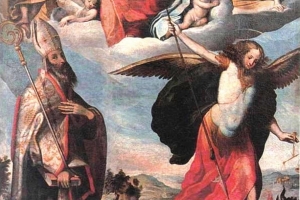 Francesco Nasini, Madonna in Gloria tra S. Niccolò e S. Michele Arcangelo, propositura dei SS. Niccolò, Lucia e Leonardo di Castel del Piano (GR).